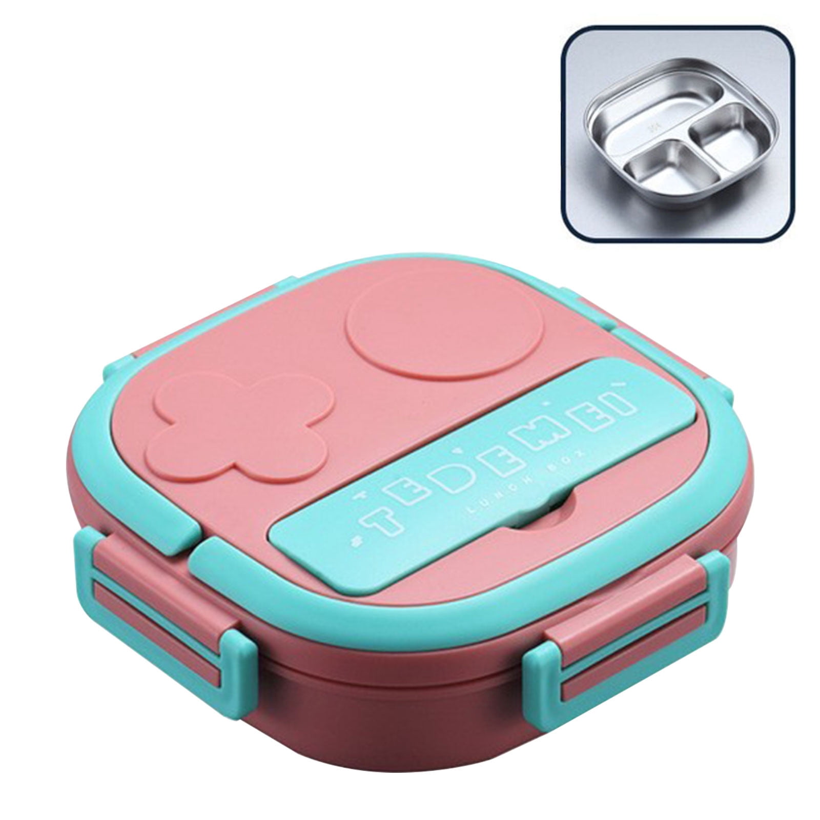 Bentgo Youngster Lunch Box Pink Lunch Boxoutdoor Tableware 304 Portable Stainless Steel Lunch Box Dinner Plate Robot Shaped Lunch Box with Portable Three Spaces Bento Box Adult