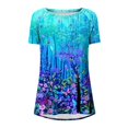 thumbnail image 4 of Hauts d'Été Grande Taille pour Femmes, T-Shirts Décontractés à Col Rond Imprimé, Manches Courtes, Blouse Ample, Col en V, en Solde, 4 of 5