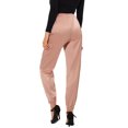 thumbnail image 3 of Unique Bargains Women's Drawstring Elastic High Rise Silky Satin Cargo Solid Pants Gray-Pink L, 3 of 6