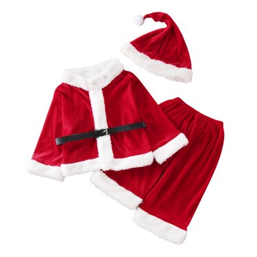 GDREDA Ensembles de Vêtements pour Garçons Enfants Kids Noël Fannelette Garçons Hauts Pantalons Deux Pièces avec Chapeau Vin,6-7 Ans