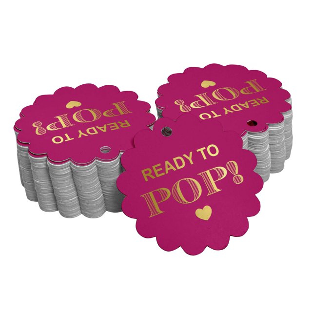 Inkdotpot 100 Pack Real Gold Foil Paper Tags Ready To Pop Baby Shower Favor Hang Tags
