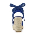 thumbnail image 2 of BLISSFUL STEP Chaussures pour Femmes Sandales Espadrilles à Talon Compensé Haut Bout Rond Bleu Royal 6, 2 of 7