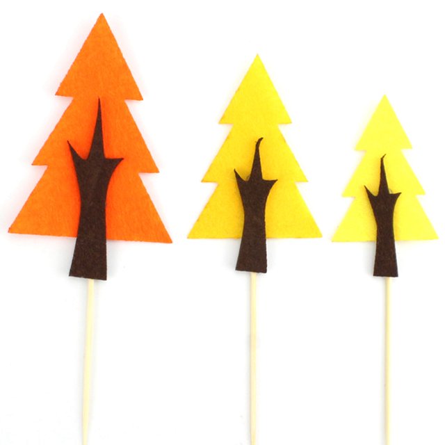 Coxeer Cake Topper Set Felt Plant Cute Cake Pick Cupcake Decoration Stick for Birthday