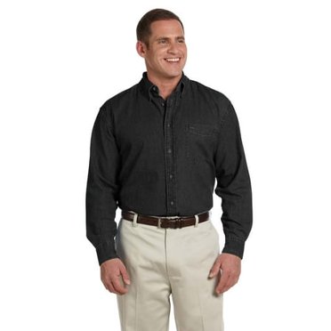 Harriton Men's Tall 6.5 oz. Long-Sleeve Denim Shirt