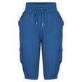 thumbnail image 5 of Pantalon Cargo Ample Décontracté pour Femmes, Uni, à Cordon de Serrage, Jambe Grand, Court, 5 of 5