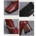 thumbnail image 4 of EGNMCR Knee High Boots Oversized Women's Fall/Winter Velvet Lining Color Matching Rectangle Toe Thick High Heels Long Chain Boots, 4 of 5