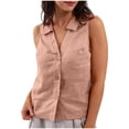 thumbnail image 1 of Yuyuzo Womens Button down Tank Tops V Neck Collared Basic Tees Summer Sleeveless Casual Tunic Tops, 1 of 6