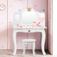 thumbnail image 4 of Gymax Makeup Dressing Table Chair Set Princess Vanity & Tri-folding Mirror White, 4 of 10