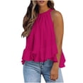 thumbnail image 1 of Weiqiqre Women's Clothing Adjustable Tie Neckline Ruffle Hem Sleeveless Flowy Halter Tops, 1 of 7
