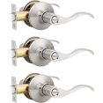 thumbnail image 1 of Levier de Porte en Nickel Satiné pour l'Intimité, Boutons de Porte Modernes pour Intérieur, pour Chambre et Salle de Bain, Poignée de Porte Robuste, Levier Ondulé Réversible, 1 of 7