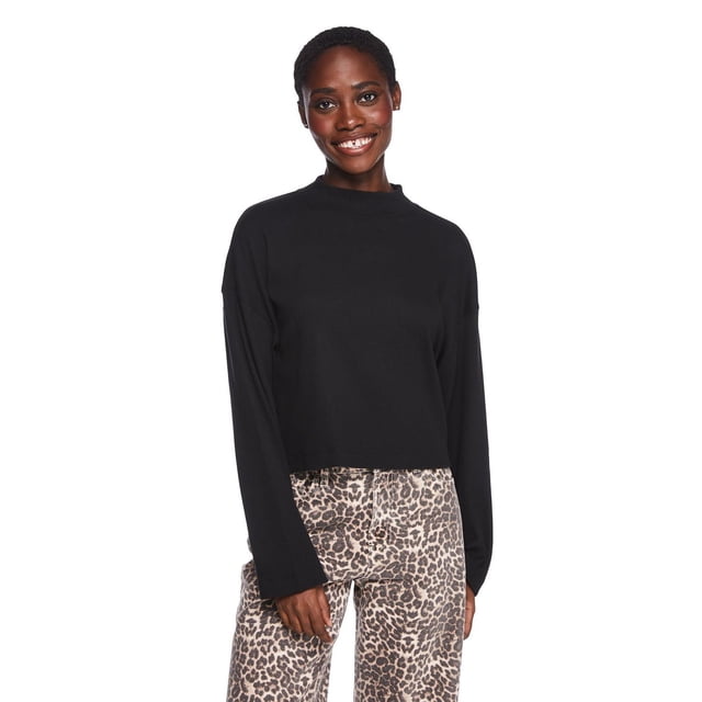 George Women's Cropped Mock Neckline Top