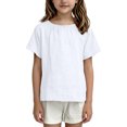 thumbnail image 3 of RXMEKW T-Shirt à Manches Courtes Doux et Respirant à Col Rond pour Enfants Tout-Petits Haut Uni pour Garçons Filles 100 % Polyester, 3 of 6