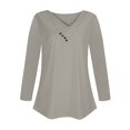 thumbnail image 4 of Timegard Womens Tops V-Neck Ruched Button Long Sleeve Solid Color Comfy Tee Dressy Casual Tunic Top, 4 of 4