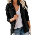 thumbnail image 1 of Innerwin Outwear Lapel Women Military Jacket Fall Solid Color Slim Fit Coat Black M, 1 of 9