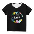 thumbnail image 1 of Penkiiy T-Shirts de Pâques pour Enfants Tout-Petits Garçons Filles Mode Pâques Mignon Fleur Oeufs de Pâques Imprimé Col Rond Imprimé Manche Courte Haut 9 Ans Noir, 1 of 4