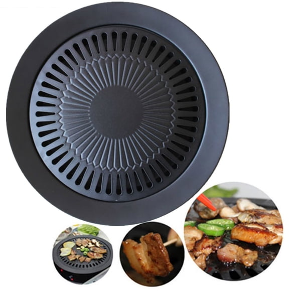 Round Iron Korean BBQ Grill Barbecue Set Non-stick Pan Set With