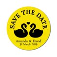 thumbnail image 1 of Darling Souvenir Round 45 Pcs Loving Swans Save The Date Stickers Personalized Bride Groom Names And Date Envelope Seals - Yellow, 1 of 1