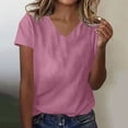 thumbnail image 2 of Besolor Summer Short Sleeve Shirts for Women Casual V Neck Solid Color Basic Tees Ladies Going out Tops, 2 of 3