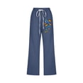 thumbnail image 3 of VEKDONE Womens Cotton Linen Capris Pants Print Capri Pant Dark Blue XL, 3 of 3