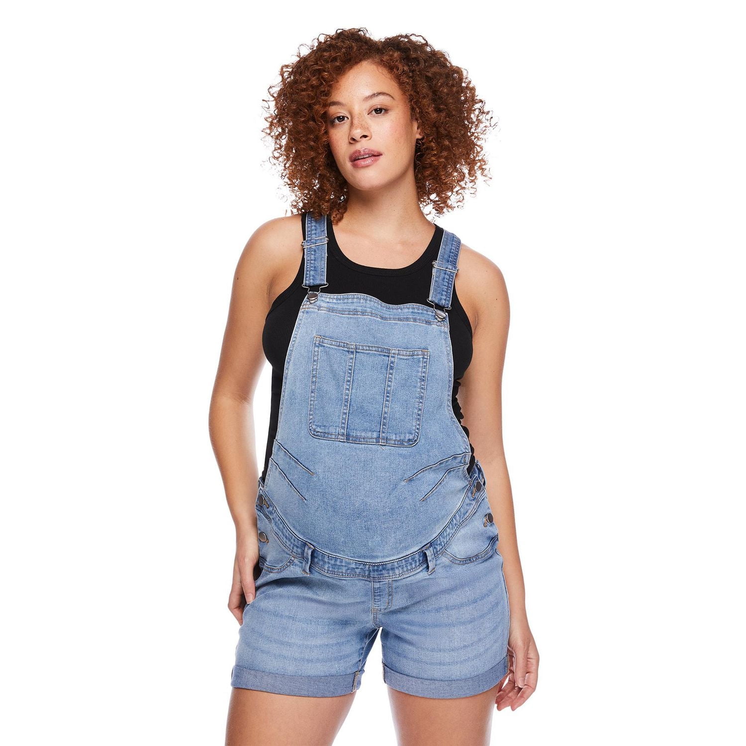 Salopette courte en denim Paisley Sky Maternité