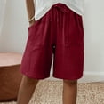 thumbnail image 2 of Swstbby Liquidation d'Économies d'Été 2025! Shorts d'Été pour Femmes Grande Taille, Shorts de Couleur Unie pour Femmes Shorts Décontractés Capris Rouge P, 2 of 5