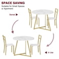 thumbnail image 4 of Towallmark 1 Table 2 Chaises MDF Table à Manger Ronde et Chaises Ensemble de Table de Cuisine pour Petit Espace Appartement Marbre Doré Blanc, 4 of 8