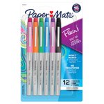 Paper Mate Flair Felt Tip Pens, Ultra Fine Point (0.4 mm), Assorted Colours, 12 Count