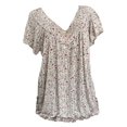 thumbnail image 1 of Leutsin Women Plus Size Short Sleeves V-Neck Print Blouse Pullover Tops Shirt, 1 of 5