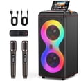 thumbnail image 1 of JYX Large Bluetooth Speaker, Portable Party Speaker with 2 Microphones & LED Light & Remote Control, Subwoofer, Partybox, 1 of 11