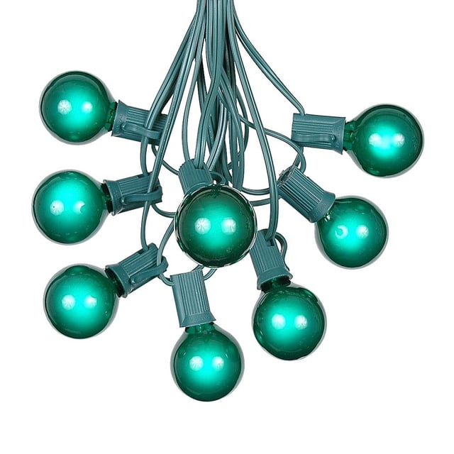 100 Foot G40 Outdoor Patio String Lights, 125 Green Globe Bulbs, C7 Base