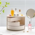 thumbnail image 1 of Meitianfacai Makeup Organizer for Vanity, Stackable Cosmetics Organizer and Storage, Cosmetic Display Cases with 3 Rotatable Drawers for Makeup Brush, Hair Accessories, Lipstick and Jewelry(White), 1 of 5