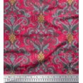 thumbnail image 1 of Soimoi Pink Cotton Poplin Fabric Vector Design Damask Print Fabric by the Yard 58 Inch Wide, 1 of 3