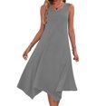 thumbnail image 1 of Gspmoly Summer Dresses for Women 2025, Womens Dresses Sleeveless Round Neck Drawstring Casual Ruffle A-Line Mini Dress Work Dresses for Women Summer Savings Clearance, 1 of 8