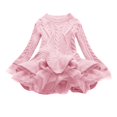 thumbnail image 1 of MeetoTime Girls Clothes 2-11 Years Solid Color Round Neck Long Sleeve Hem Mesh Sweater Dresses for Girl, 1 of 2