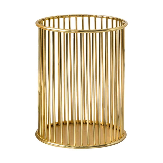 Langgg Makeup Brush Bucket Anti-rust Iron Multifunctional Beauty Tool Exquisite Cosmetic Pen Storage Tube with Electroplating Process for Home Office Indoor