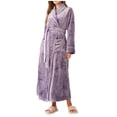 thumbnail image 1 of Timegard Womens Bathrobe Long Sleeve Lapel Neck Nightgowns Long Plush Robes Fall Winter Warm Comfy Robe, 1 of 5