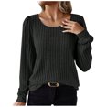 thumbnail image 1 of Besolor Long Sleeve Shirts for Women Lightweight Crewneck Tunic Tops Casual Comfy Knit Ribbed Sweaters Basic Pullover, 1 of 7