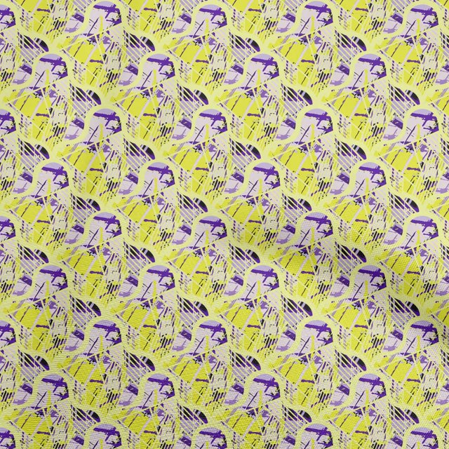 oneOone Polyester Lycra Yellow Fabric Abstracts Sewing Material Print Fabric By The Yard 56 Inch Wide