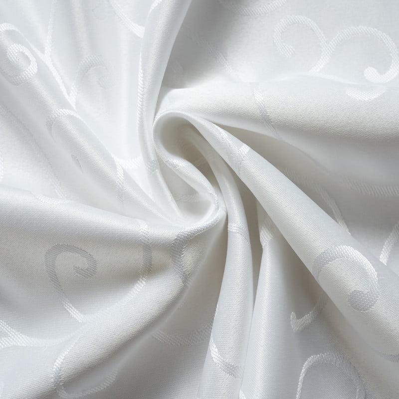 Nappe décorative Jacquard imperméable, épaisse et élégante, de qualité supérieure, à motif damassé uni volutes, résistante aux liquides taches, blanche, forme oblongue (152 x 305 cm)