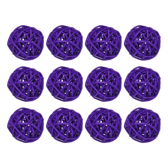 Unique Bargains 12 Pcs Wicker Rattan Balls Decorative Balls 1.2Inch for Vase Fillers ,Wedding ,Party ,Dark Purple