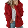 thumbnail image 1 of Womens Fuzzy Fleece Jackets 2023 Clearance Solid Zipper Sharpa Coat Fall Winter Warm Thick Hooded Jacket with Pockets, 1 of 6