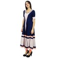 thumbnail image 2 of Bimba Robe Kurti Indienne Longue Bleue Évasée pour Femmes à Manches Courtes, Kurta Décontractée, Vêtement Personnalisé, 2 of 8