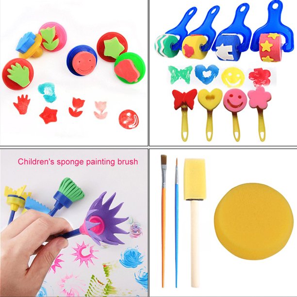 Kit De Peinture Enfants Avec Pinceaux Éponge – 27,9x21,6x6,4 Cm, Matériel Non Toxique, Motricité Fine, Idéal Pour Créations DIY