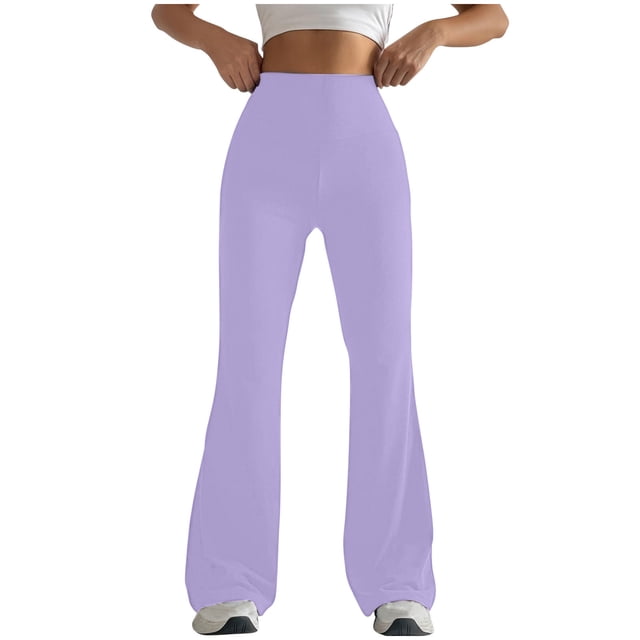 Timegard Workout Legging for Women High Waist Slim Fitting Bell Bottom Basic Yoga Trousers Solid Color