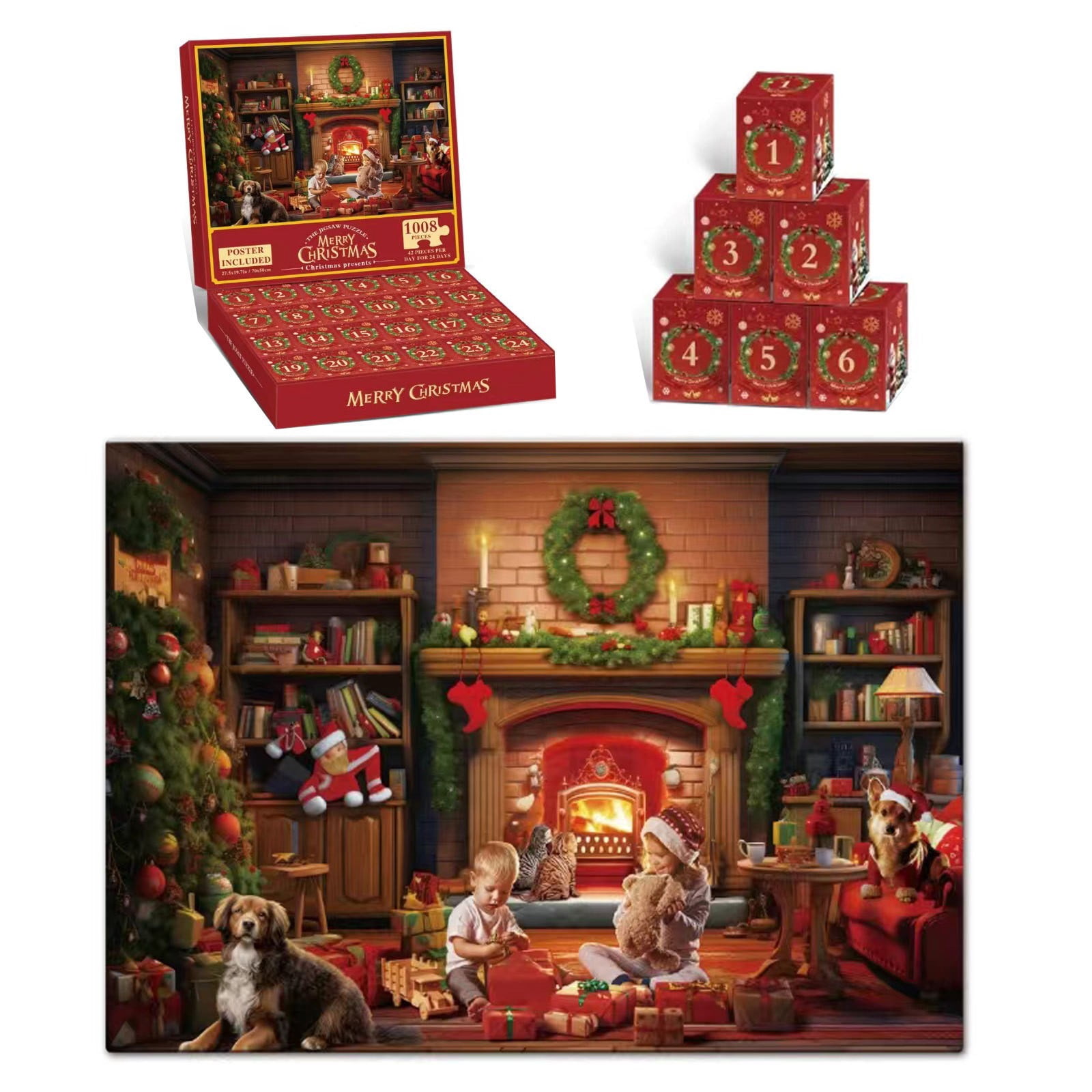TIMIFIS Jigsaw Puzzle 24 Panel New Edition Countdown Christmas Puzzle 1008 PCS Adult Educational Toy Gift Education