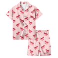 thumbnail image 1 of Ensemble de Pyjama en Satin pour Garçons Imprimé Manches Courtes à Boutons Hauts Unis Ensemble T-Shirt Ensemble de Pyjama Classique Pyjama pour Garçons Taille 8-9 Ans Mode Garçons Filles, 1 of 4