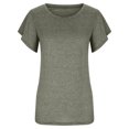 thumbnail image 2 of Birdeem Fashion Women Round Neck Short Sleeve Ruffle Solid T-Shirt Tops Summer Blouse, 2 of 7