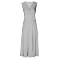 thumbnail image 4 of AherBiu Formal Dresses for Women Sleeveless Deep V Neck Ruched Flowy Evening Party Cocktail Maxi Dress, 4 of 5