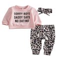 thumbnail image 1 of Baby Sets Letter Sweatshirt Leopard Pants Hairband, 1 of 5