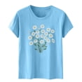 thumbnail image 4 of Jienlioq Hauts d'Été pour Femmes T-shirt Imprimé Lover pour Femme Col Rond Manches Courtes Bleu Ciel TTG, 4 of 5